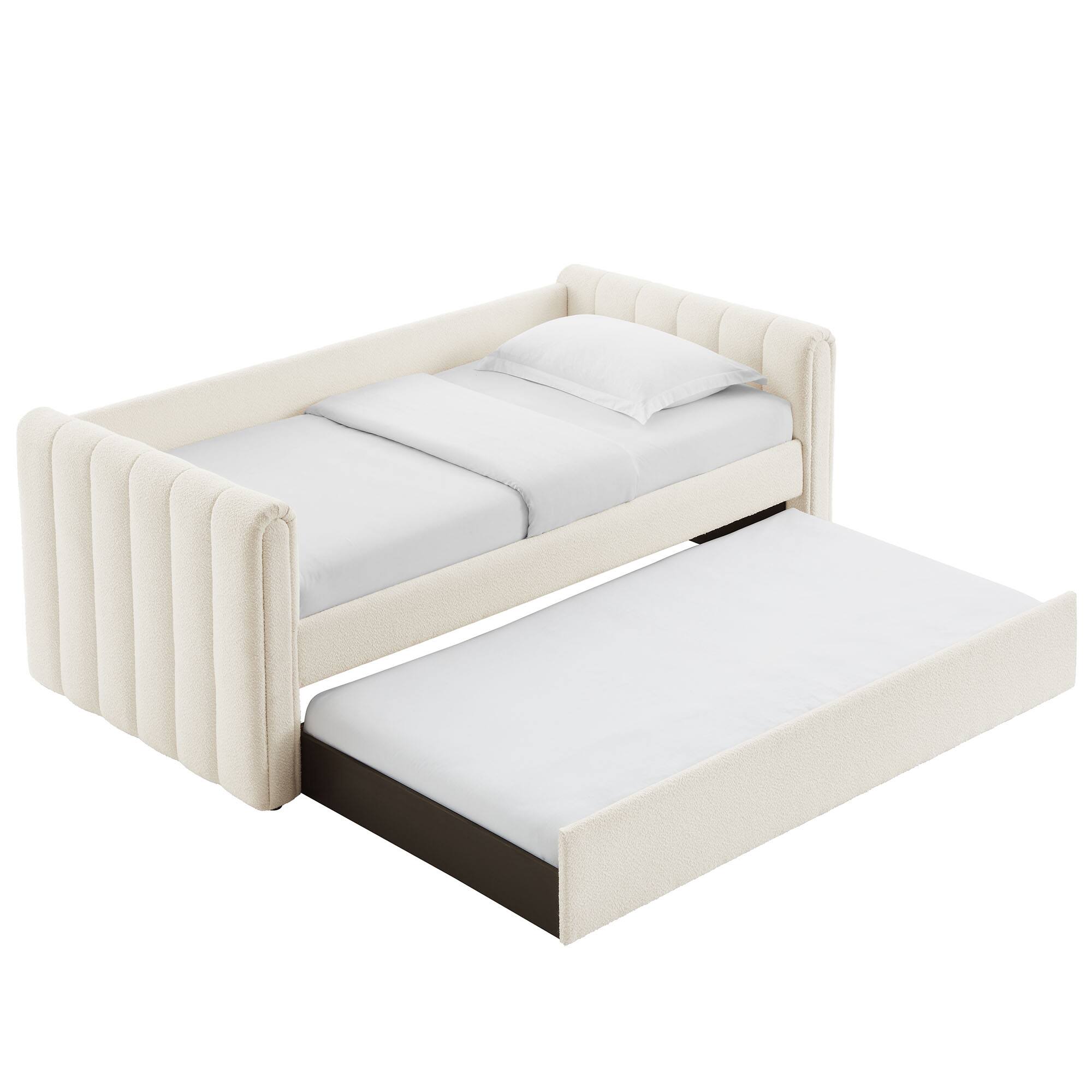 Alt View 4. Modway - Veyla Channel Tufted Boucle Twin Daybed With Trundle by Modway - Cloud.