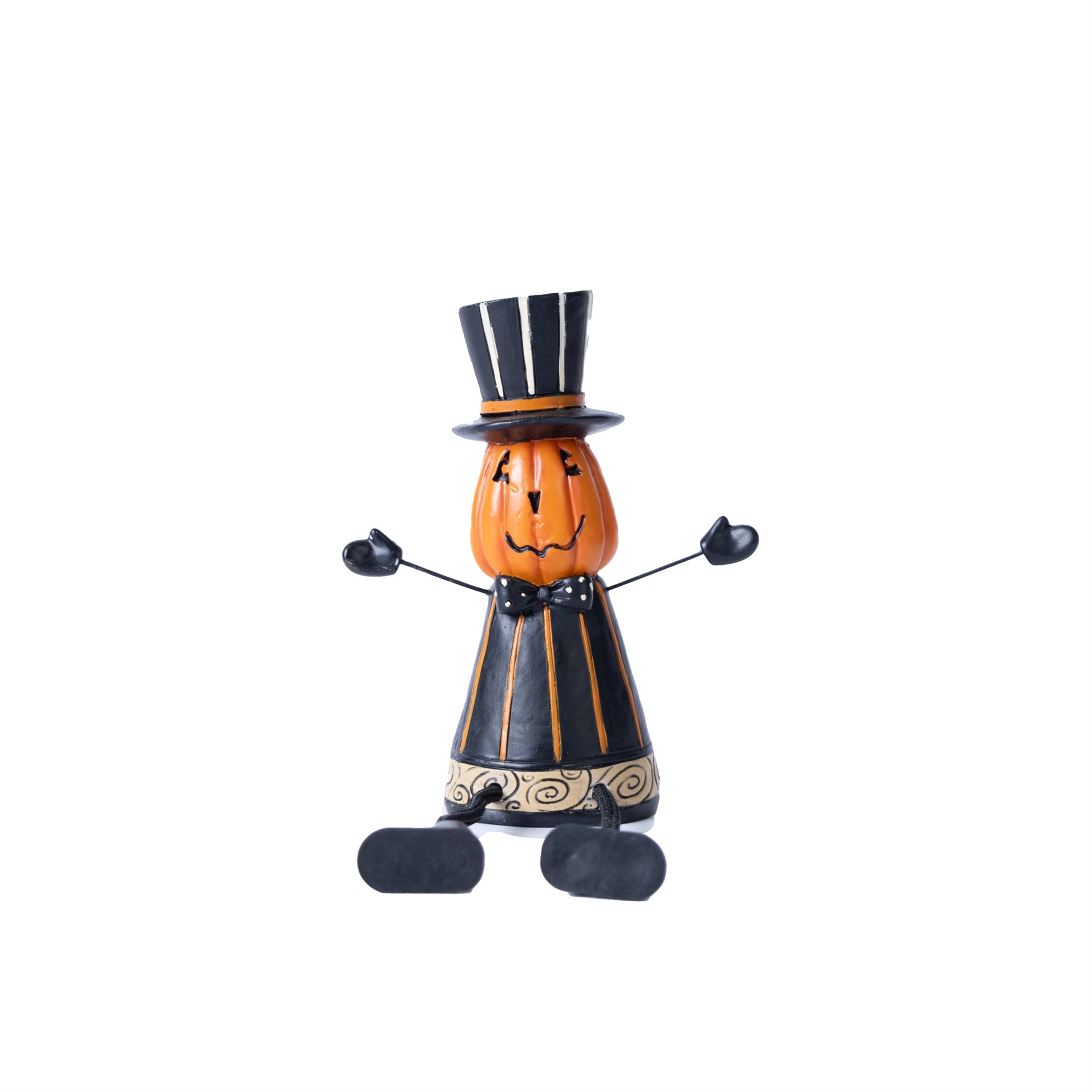 Left. BreeBe - Jack o Lantern Shelf Sitter (Set of 3) - Orange, Black.