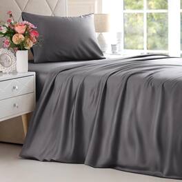 CGK Linens - 100% Rayon from Bamboo Cooling 4 Piece Sheet Set - Deep Pocket Soft Bed Sheets - Twin - Dark Gray