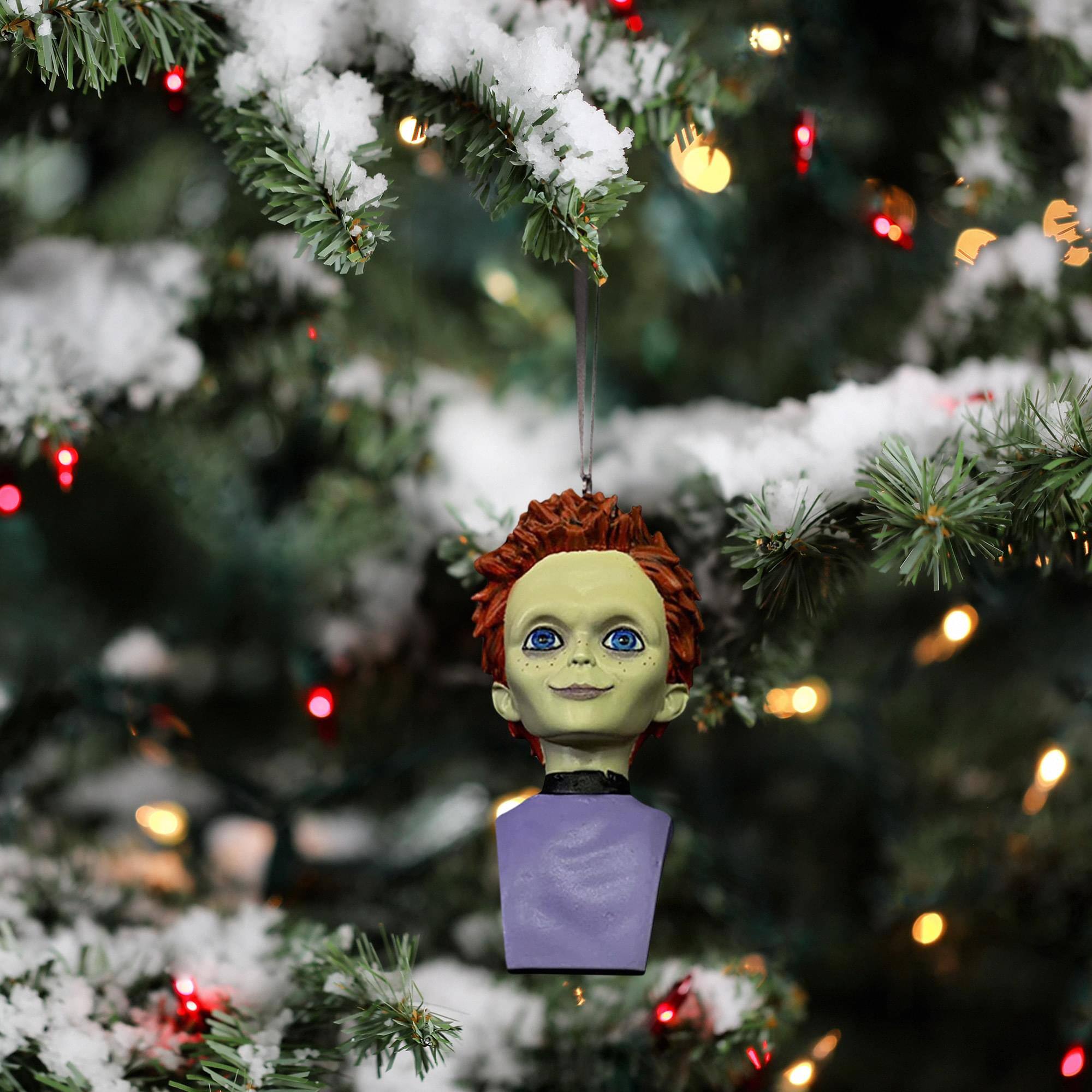 Alt View 10. Trick or Treat Studios - Seed of Chucky Holiday Horrors Ornament | Glen Bust - Purple.