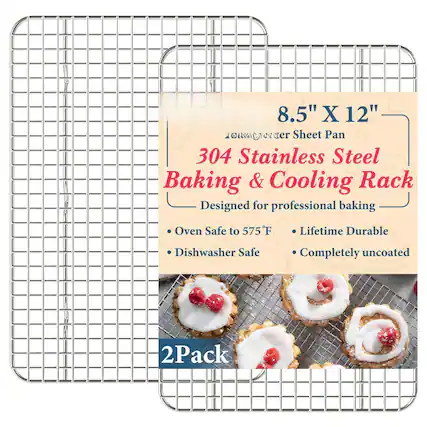 8.5" X 12" Aungras Ver Sheet Pan
304 Stainless Steel Baking & Cooling Rack
Designed for professional baking
- Oven Safe to 575°F
- Dishwasher Safe
- Lifetime Durable
- Completely uncoated
2 Pack