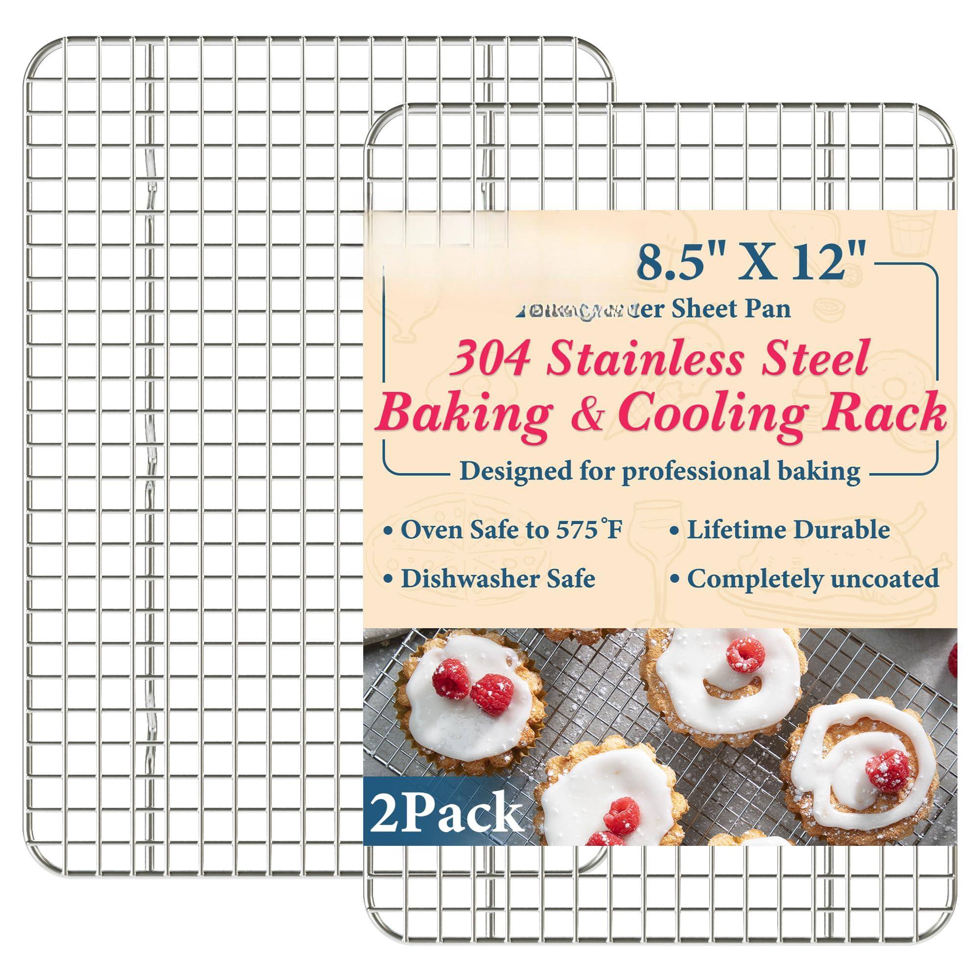 8.5" X 12" Aungras Ver Sheet Pan  
304 Stainless Steel Baking & Cooling Rack  
Designed for professional baking  
- Oven Safe to 575°F  
- Dishwasher Safe  
- Lifetime Durable  
- Completely uncoated  
2 Pack