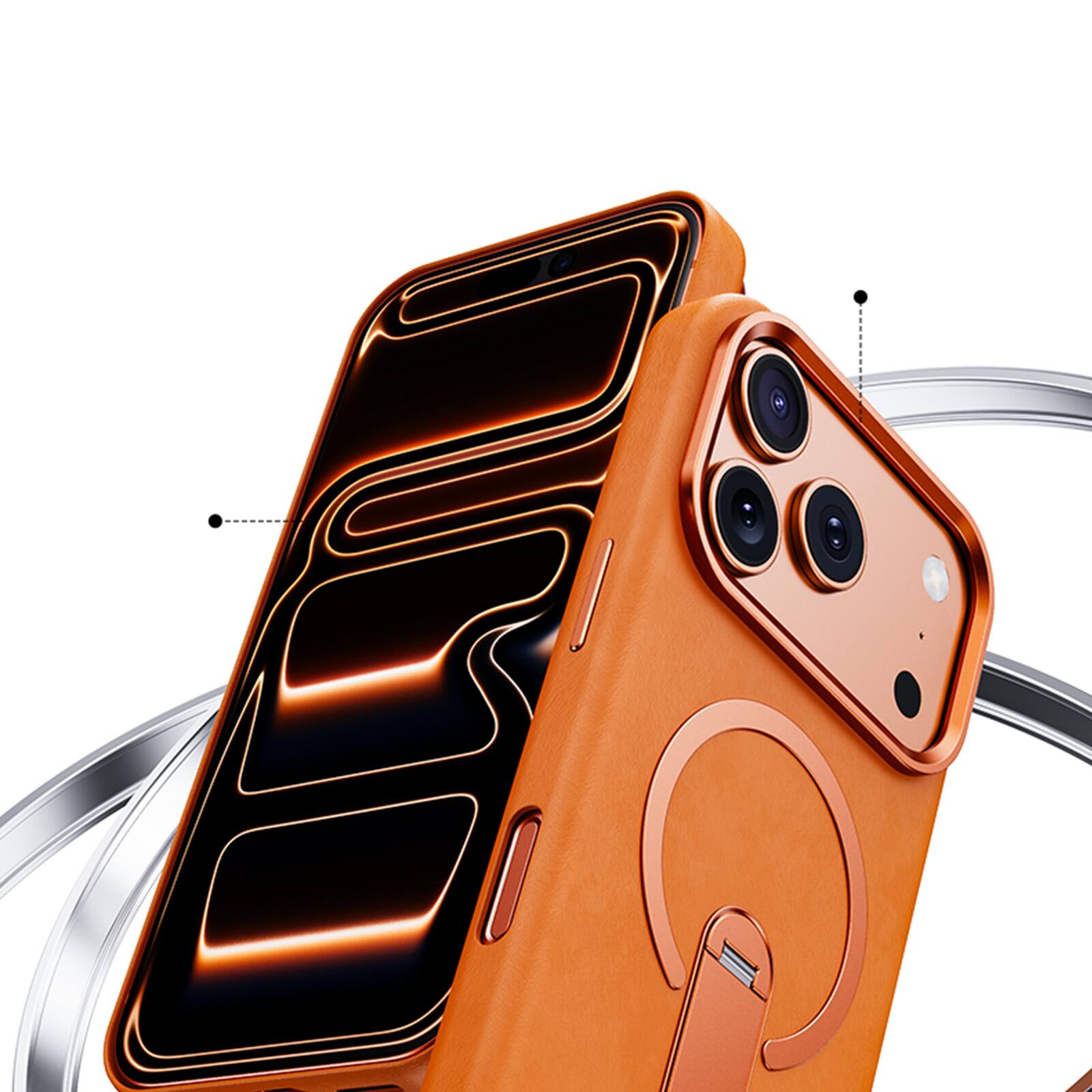 Back. Dteck - For Apple iPhone 17 Pro Max Slim Perminum Leather Shockproof Foldable Kickstand Mag Safe Case Cover - Green.