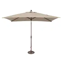 Mondawe - 6.6' x 10' Rectangle Patio Umbrella Push Button Tilt Bronze Frame - Beige