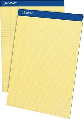 Ampad - Legal Pads, 8-1/2" x 11", Narrow Ruled, 50 Sheets/Pad, 4 Pads/Pack (20-215) - Canary