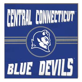 Jardine - Central Connecticut State Devils 10" x 10" Retro Team Sign - Blue