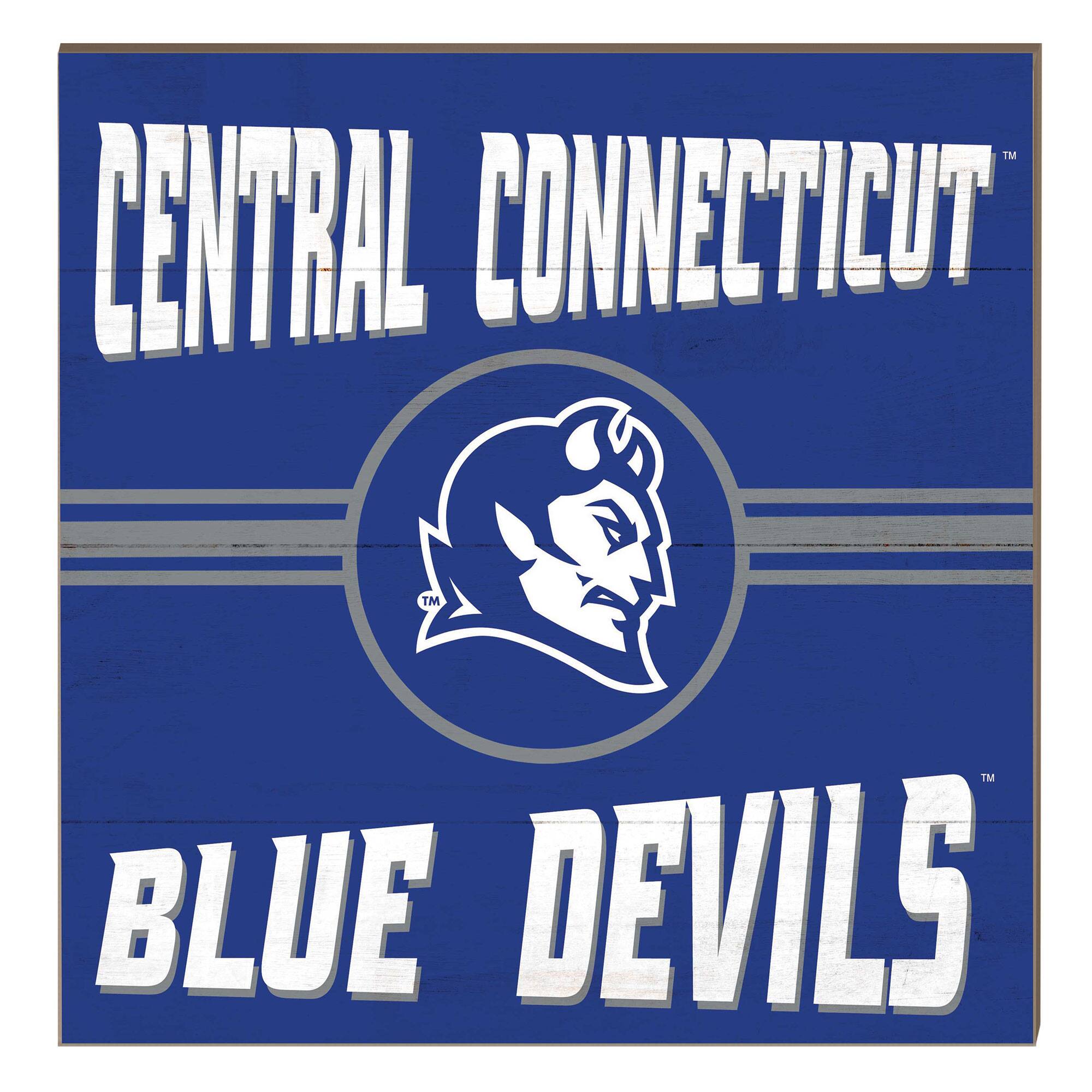 Central Connecticut State Blue Devils 10" x 10" Retro Team Sign