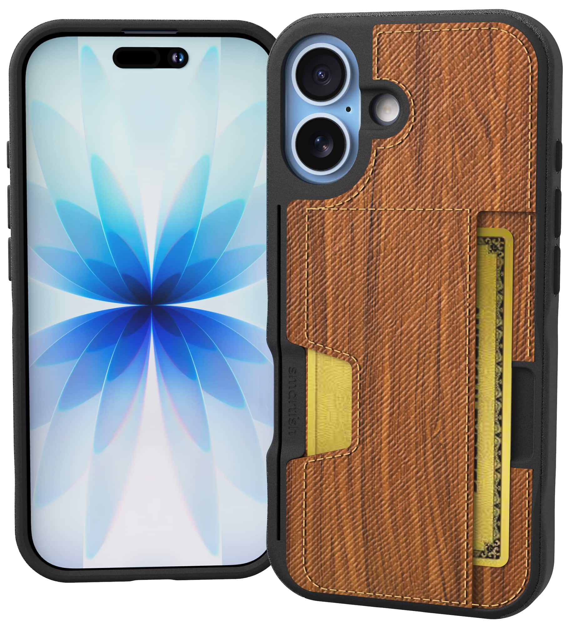 Smartish - iPhone 17 Wallet Case - Wallet Slayer Vol 2 - Slim Card Holder w/ Card Kickstand - Walnut Woods - [Walnut Woods]