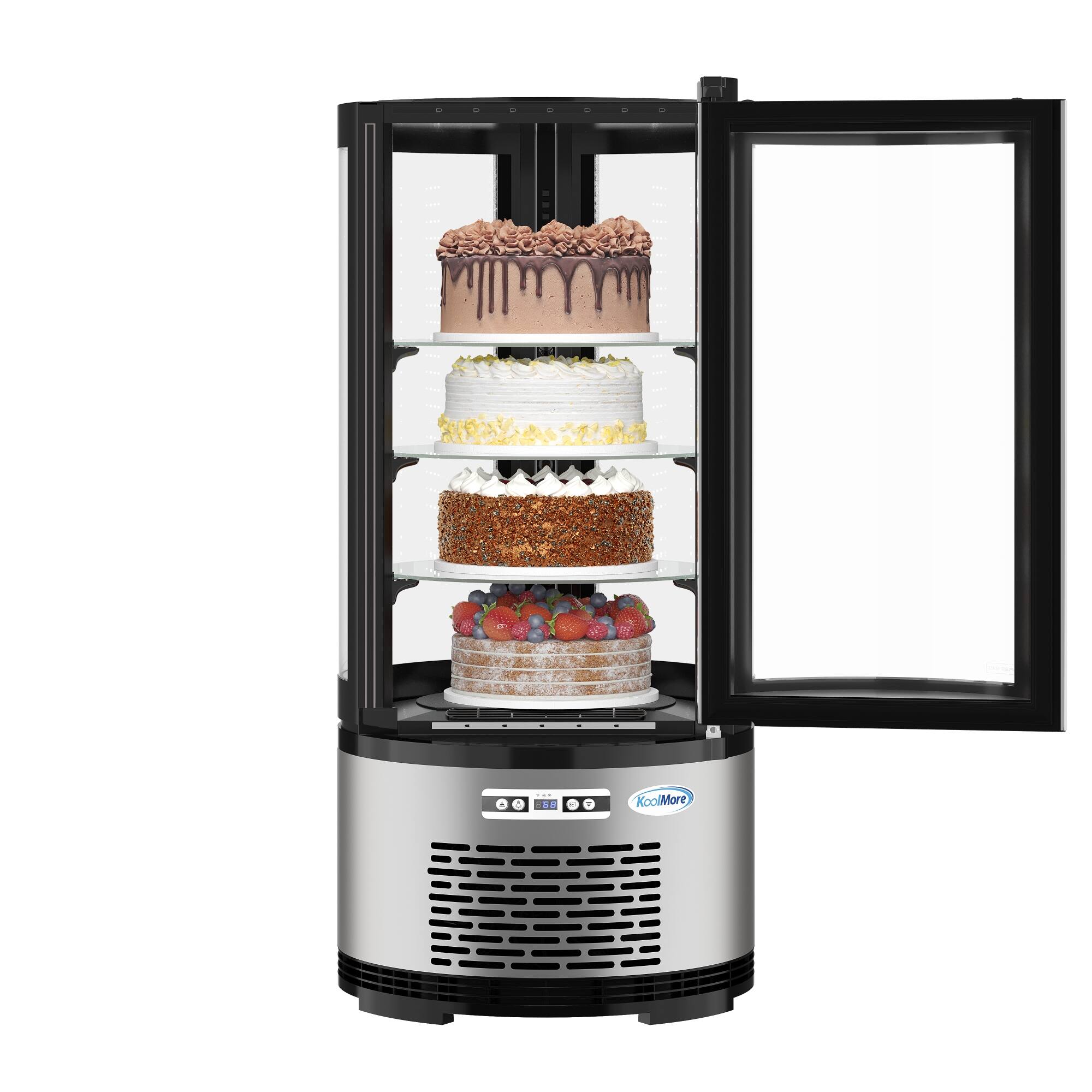 Angle. Koolmore - 19 in. Circular Refrigerated Countertop Bakery Display Case (CDUR-3C) - Stainless-Steel.