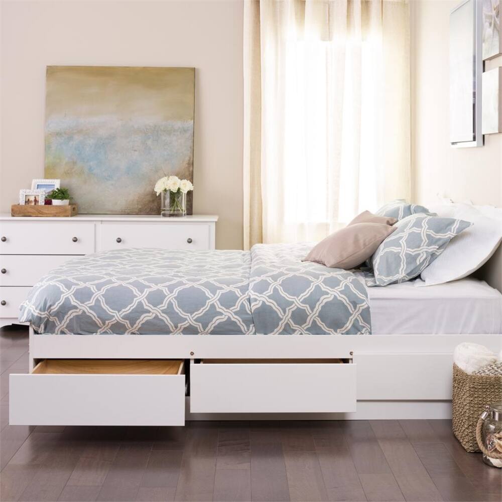 Prepac Full Mate’s Platform Storage Bed with 6 Drawers White WBD-5600 ...