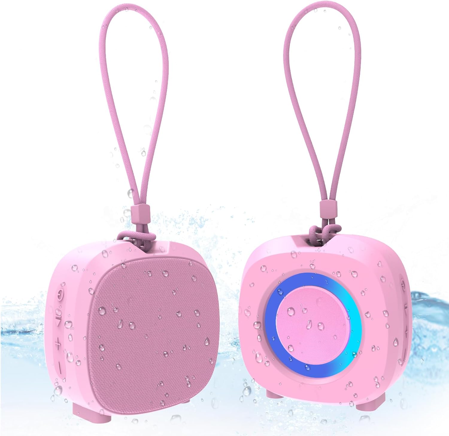 Stamp n Camp - Portable Bluetooth Speakers RGB Lights TWS Speakers,Wireless IPX5 Waterproof Speaker with Loud Stereo Sound 15 Hours - Pink