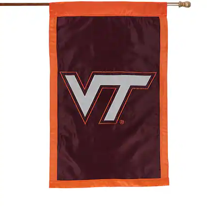 Front. Evergreen Enterprises - Virginia Tech Hokies Maroon 28'' x 44'' Team Logo Applique Flag - Maroon.