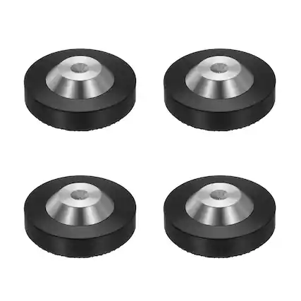 Front. Unique Bargains - 4pcs Speaker Isolation Feet, 39x13mm Stainless Steel Shock Absorption Pad for Amplifier Audio - Black.