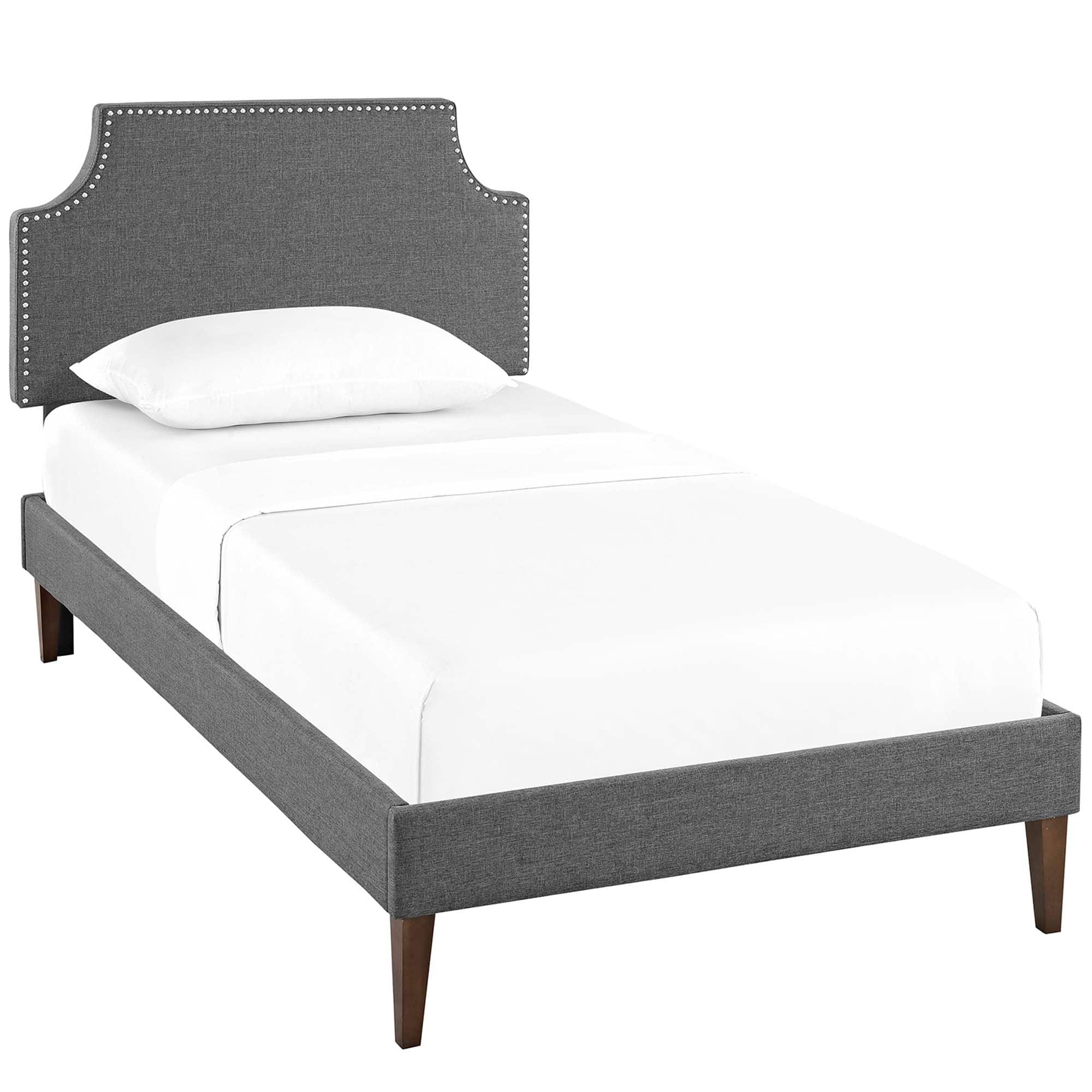 Modway - Corene Fabric Twin Platform Bed with Squared Tapered Legs - Gray