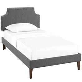 Modway - Corene Fabric Twin Platform Bed with Squared Tapered Legs - Gray