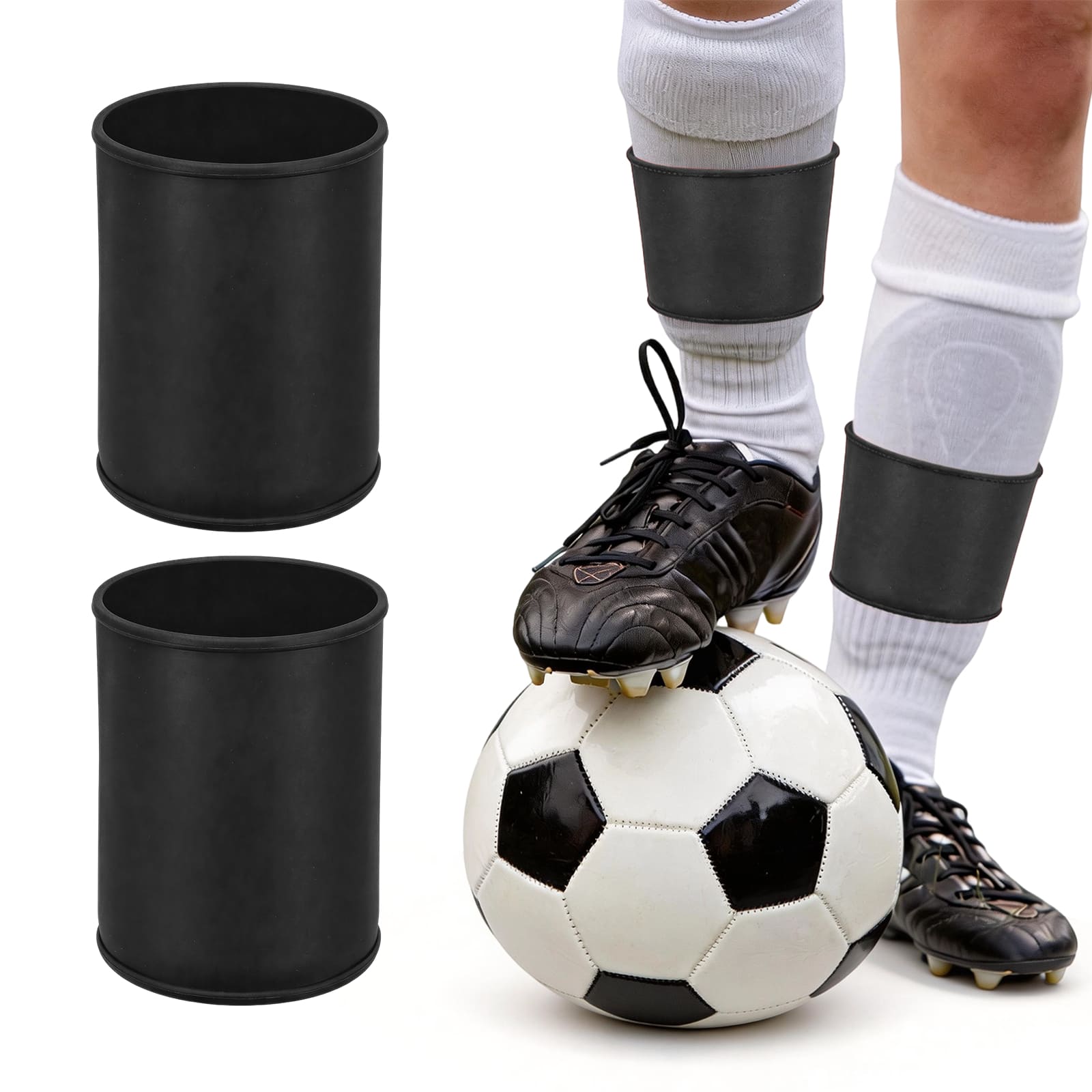 Unique Bargains - Silicone Soccer Leg Bands, Non-Slip Shin Guard Straps to Hold Guards Sleeves Sports Leg Band 1 Pair Size S - Black price history on PriceWatchPro