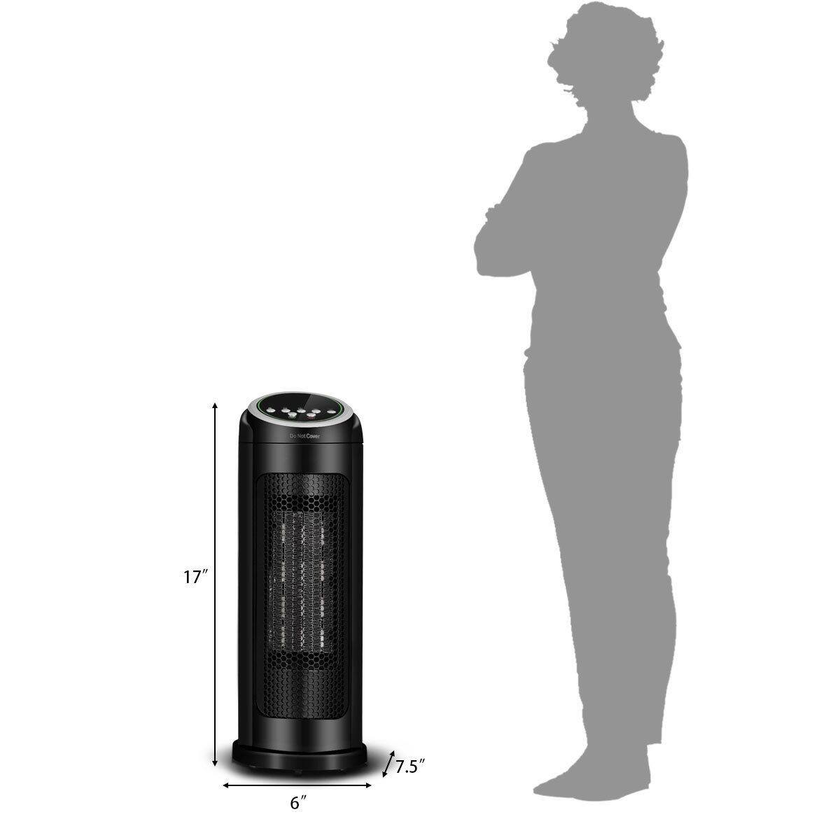 Left. Sugift - 1500 W LED Portable Oscillating PTC Ceramic Space Heater - Black.