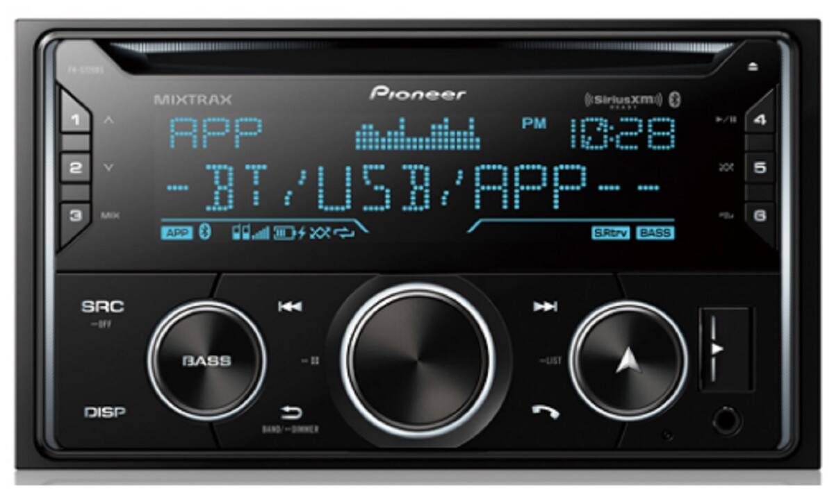 Front. Pioneer - Double Din Bluetooth in-Dash Car Stereo Receiver - Black.