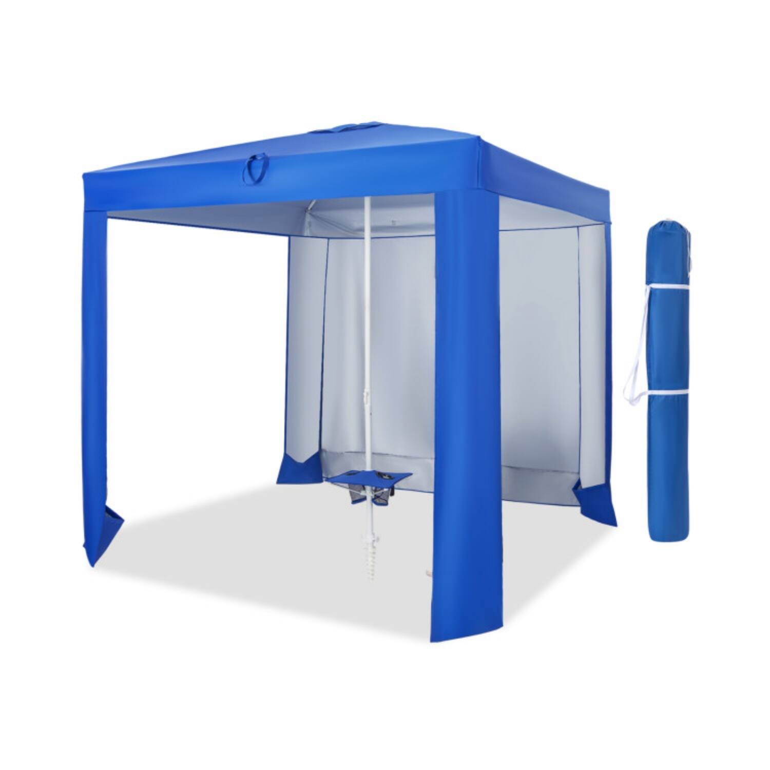 Alt View 5. Mondawe - Beach Canopy Tent w Detachable Sidewall & Folding Table UPF 50+ Sandbags for 2-4 People - Blue.