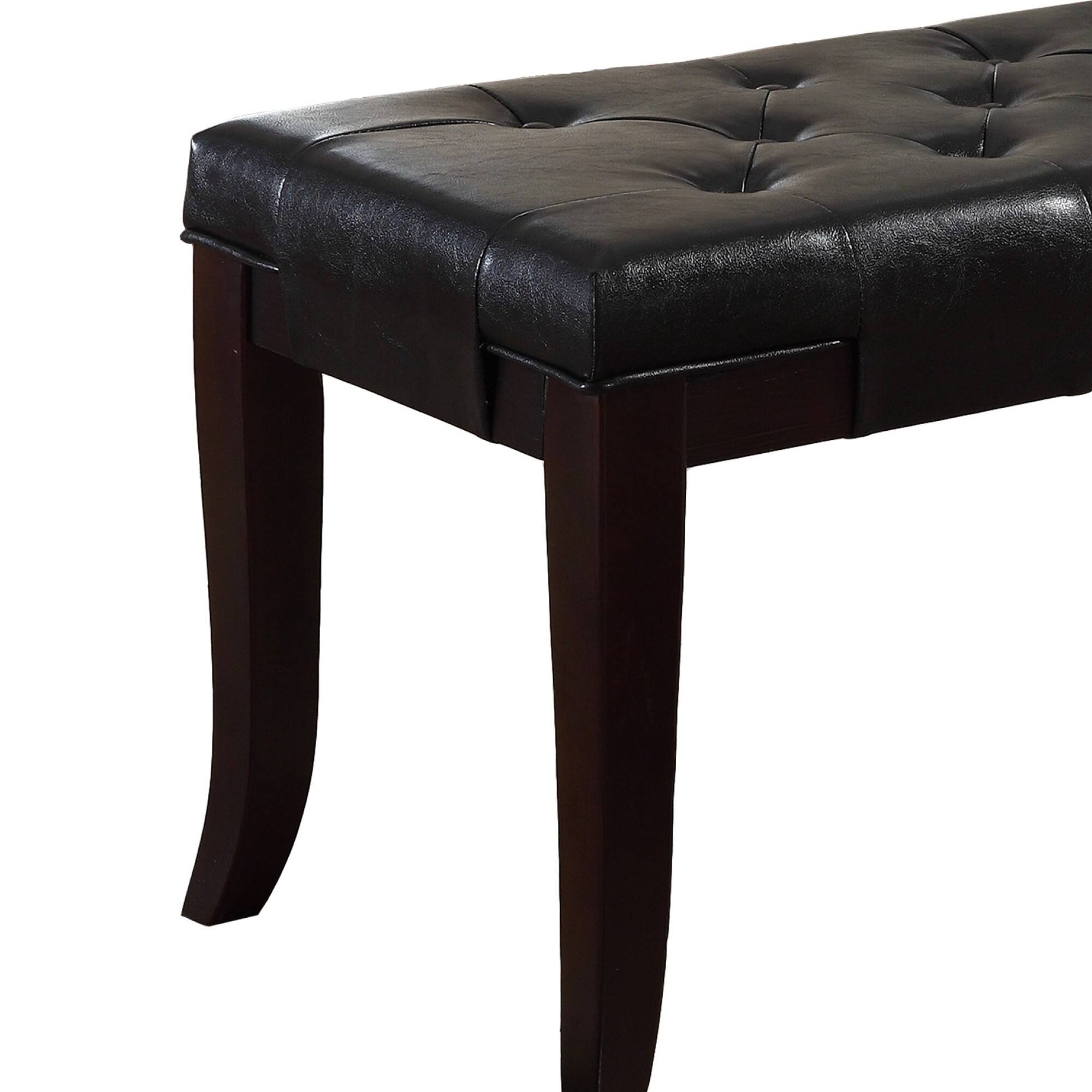 Alt View 1. GOODSILO - Tufted Upholstered Ottoman Bench with Solid Wood Legs for Entryway, Bedroom, or Living Room Seating and Storage - Espresso.