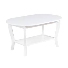 Convenience Concepts - American Heritage Oval Coffee Table with Shelf - White