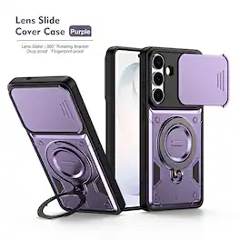 UUCOVER - For Samsung Galaxy A17 / A26 5G Case with Sliding Camera Lens Cover & 360° Ring Kickstand, Dual Layer Shockproof Shell - Purple