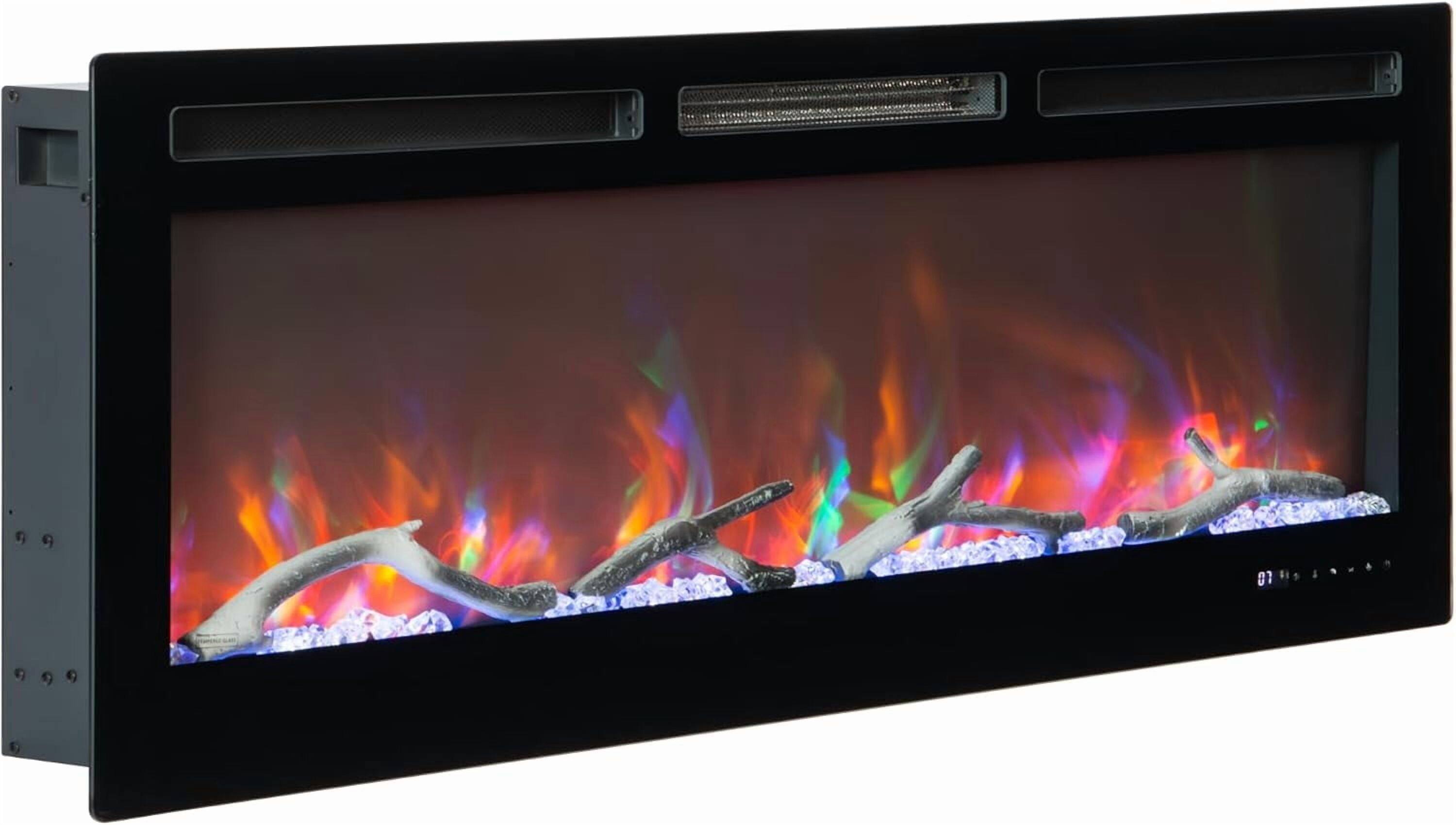 Front. Acekool - 50 Inch Electric Fireplace in-Wall Recessed and Wall Mounted.