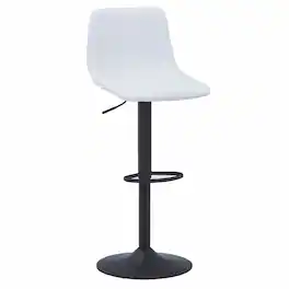 LeisureMod - Tilbury Modern Adjustable Bar Stool with Footrest, 360-Degree Swivel Hydraulic Counter Height Stool - White