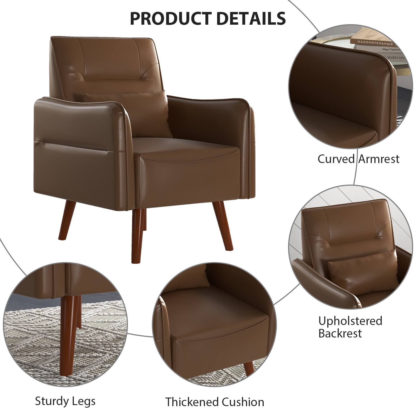 PRODUCT DETAILS

- Curved Armrest
- Upholstered Backrest
- Thickened Cushion
- Sturdy Legs