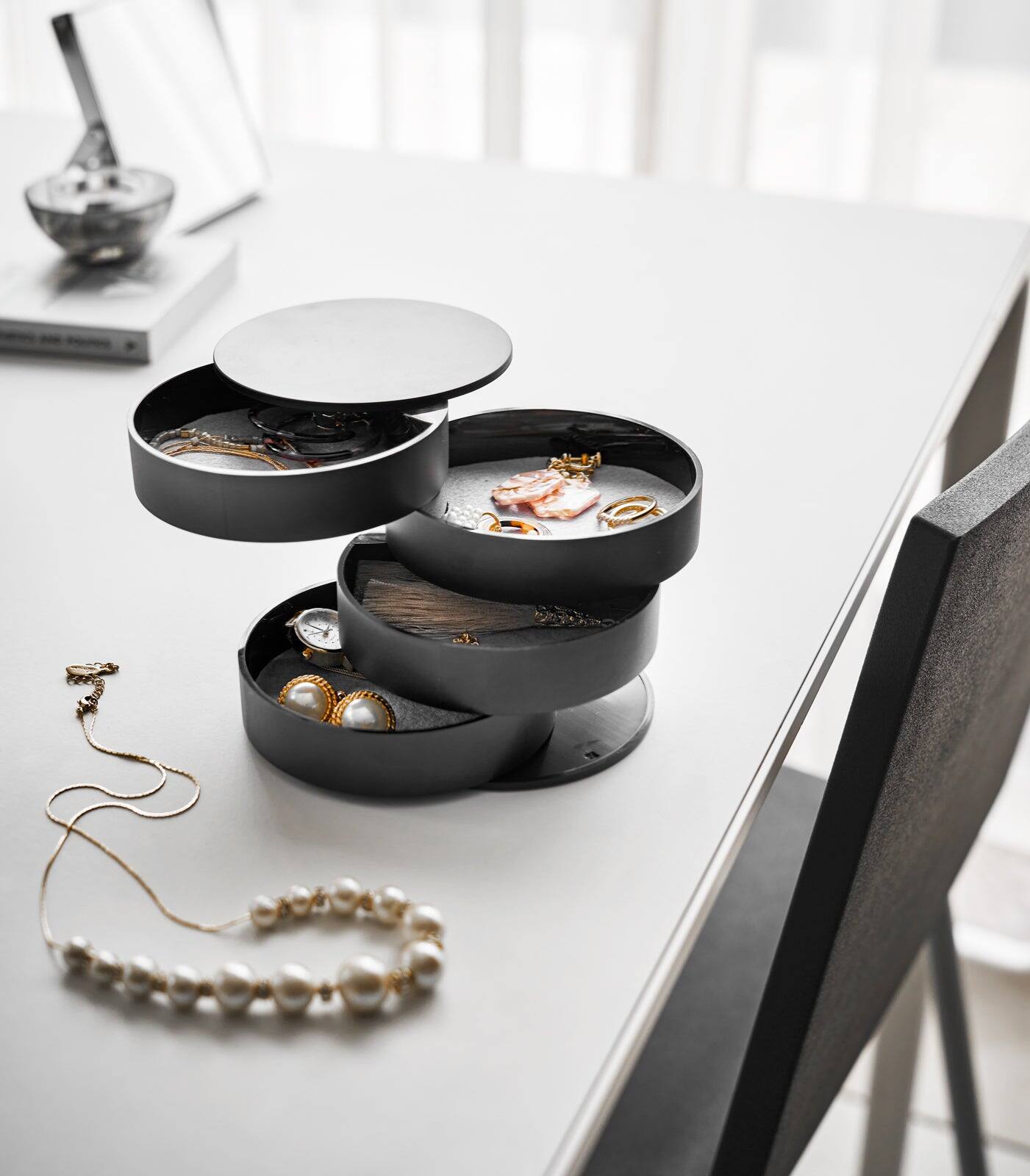 Alt View 4. Yamazaki Home - Stacked Jewelry Organizer - White.