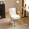 Front. Winado - Desk Chair with Removable Armrests, Back,Adjustable Rolling Swivel Computer Task Chair for Study,Makeup,Office,Home - White-PU.