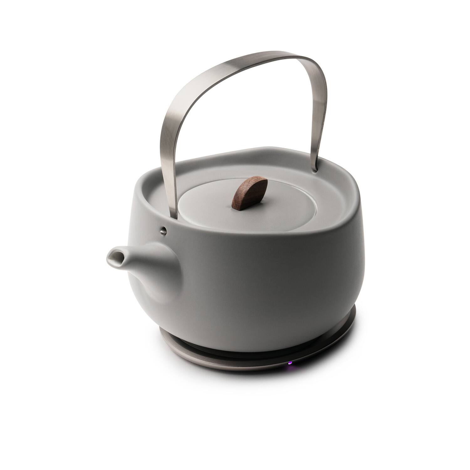 Angle. OHOM - Leiph Self-heating Teapot Set - Soft Gray - Grey.