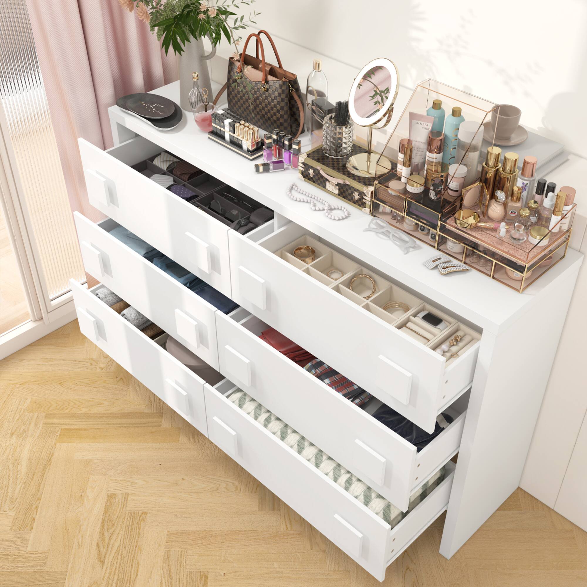 Alt View 6. Famapy - Famapy Horizontal Dresser: Vanity - Ready Storage with Smart Design - White.