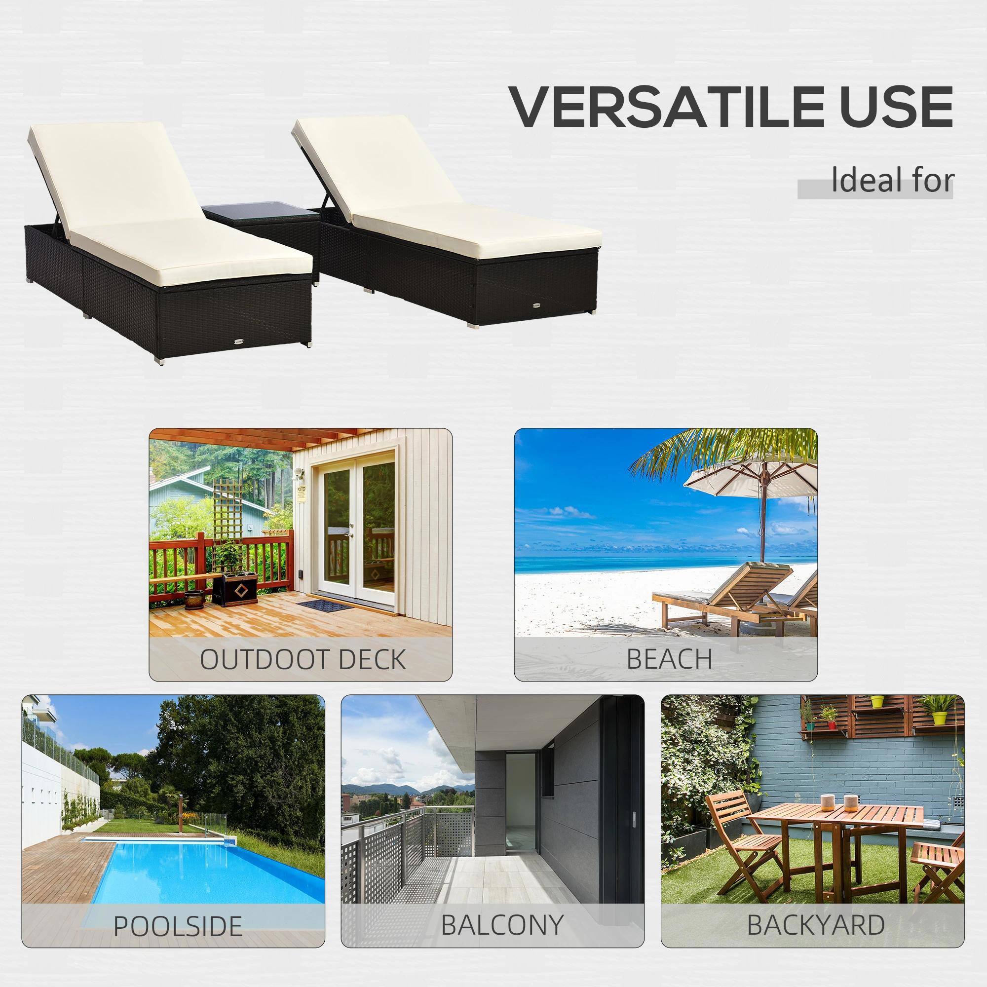 VERSATILE USE  
Ideal for  
OUTDOOR DECK  
BEACH  
POOLSIDE  
BALCONY  
BACKYARD