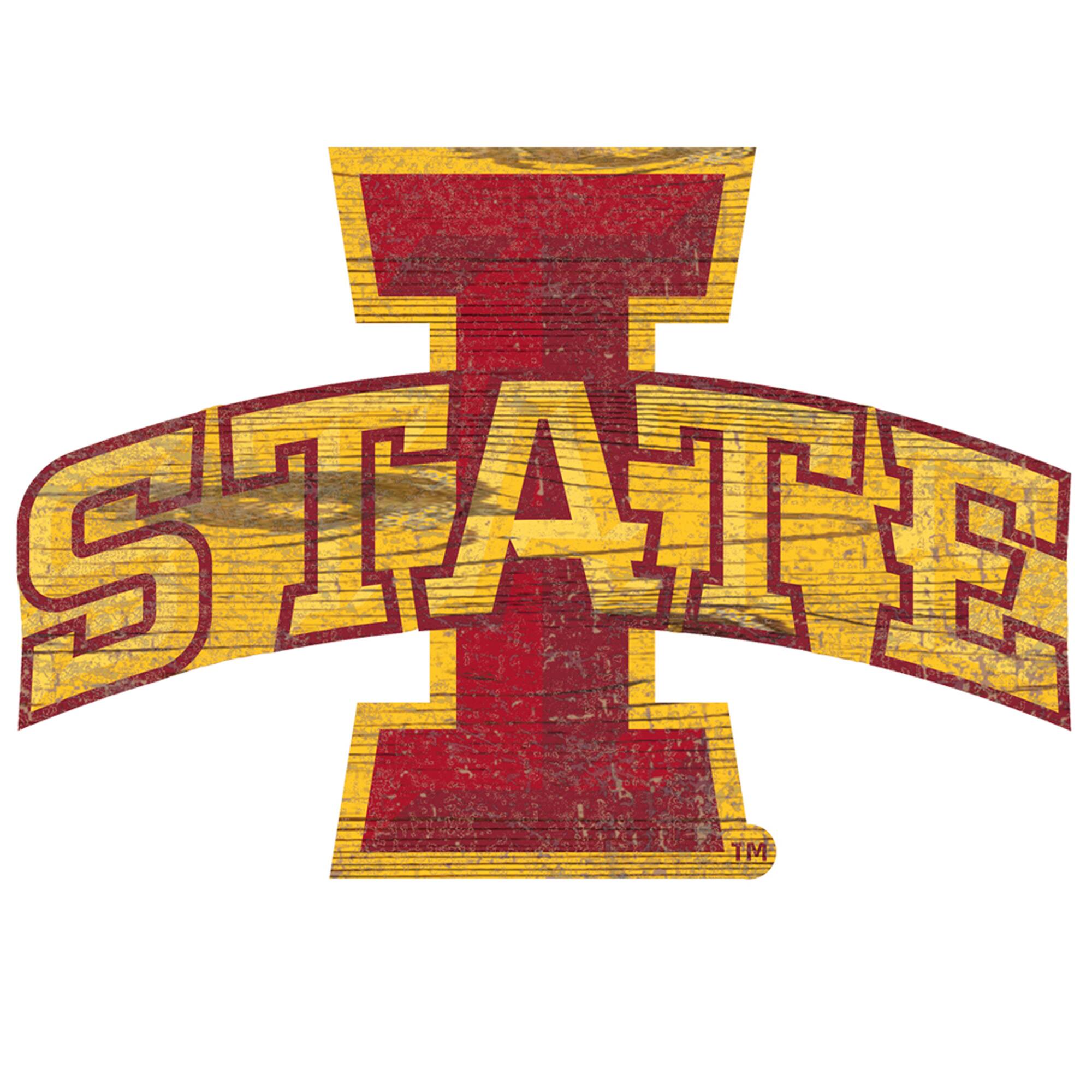 Front. Fan Creations - Iowa State Cyclones Distressed Logo Cutout Sign - Multicolor.