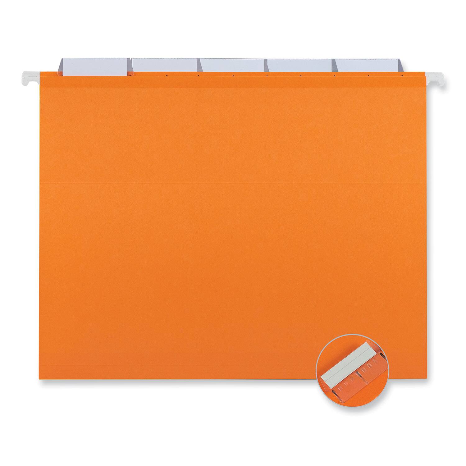 Left. Universal - Universal Deluxe Reinforced Recycled Hanging File Folders  Letter Size  1/5 Cut Tabs  Assorted  25 per Box.