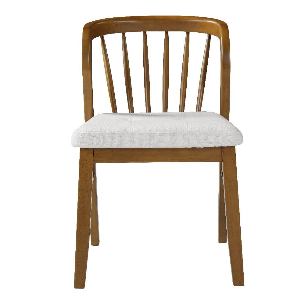 Alt View 1. Loheer - Loheer Mid-Century Modern Rubber Wood Dining Chair Set of 2 Upholstered Seat Walnut Beige - Walnut, Beige.