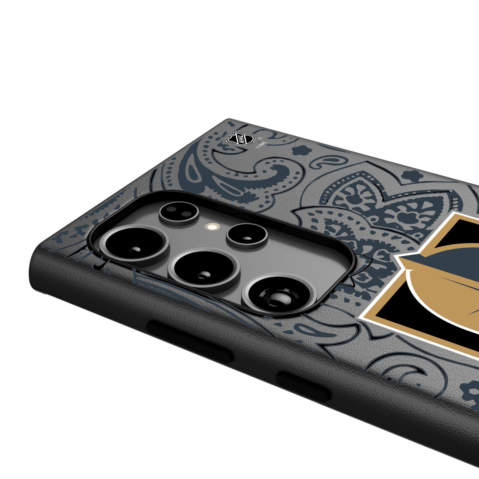 Alt View 3. Keyscaper - Vegas Golden Knights Paisley Galaxy Magnetic Bump Case - S24 - Black.