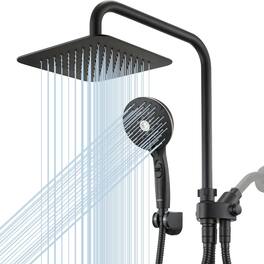 Dazzed Corner - Dual Shower Head Combo, 8'' High Pressure Rain Shower Head - Matte Black