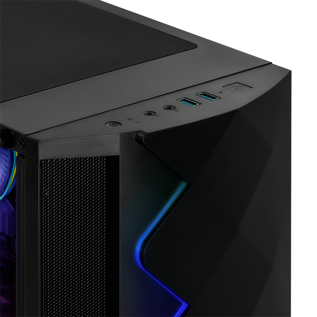 Back. YEYIAN - YEYIAN Gaming PC. Intel Core i5 11400F, NVIDIA	RTX 3060 Ti, 512GB NVME, 16GB DDR4, 650W, W11. Model YPI-SH14F0B-36T1U - Black.