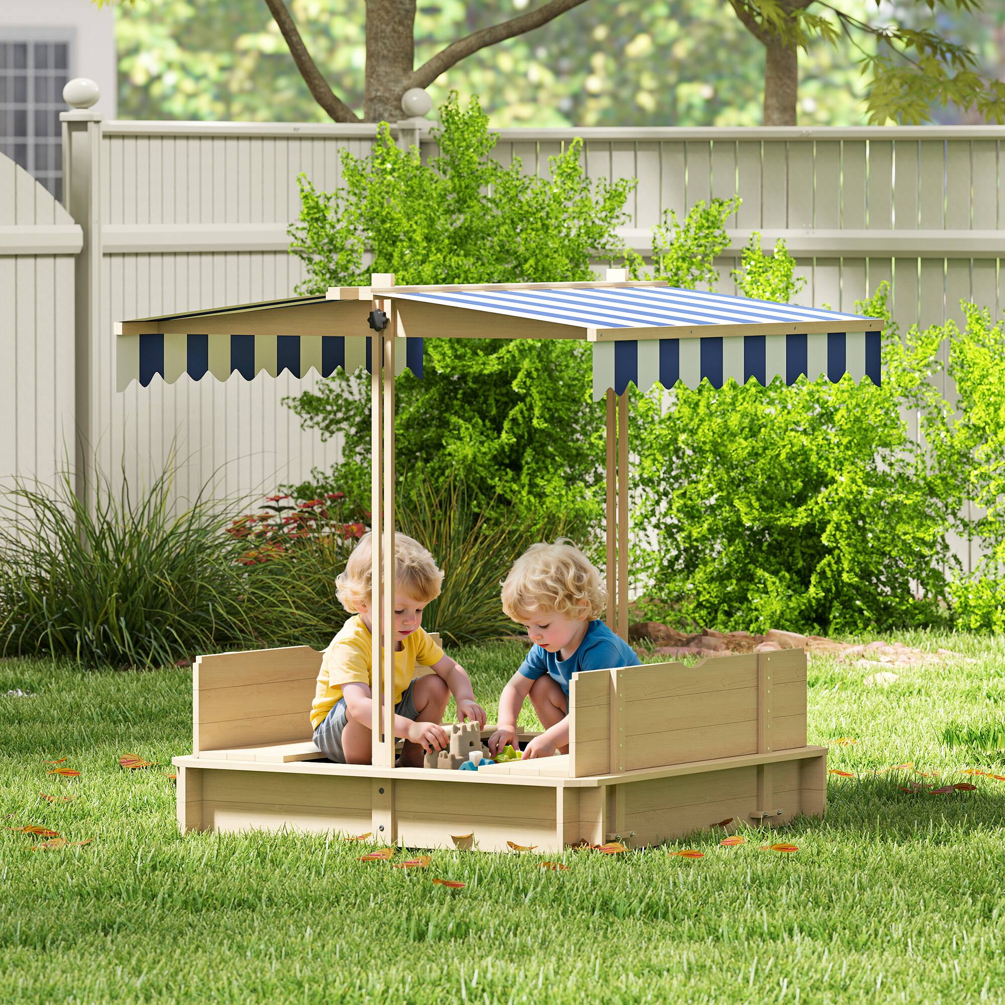 Angle. Outsunny - Kids Sandbox with Cover.