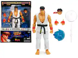 Ryu 6" Articulated Figure with Accessories, Alternate Head & Hands "Ultra Street Fighter II" (2017) by Jada - Multicolor