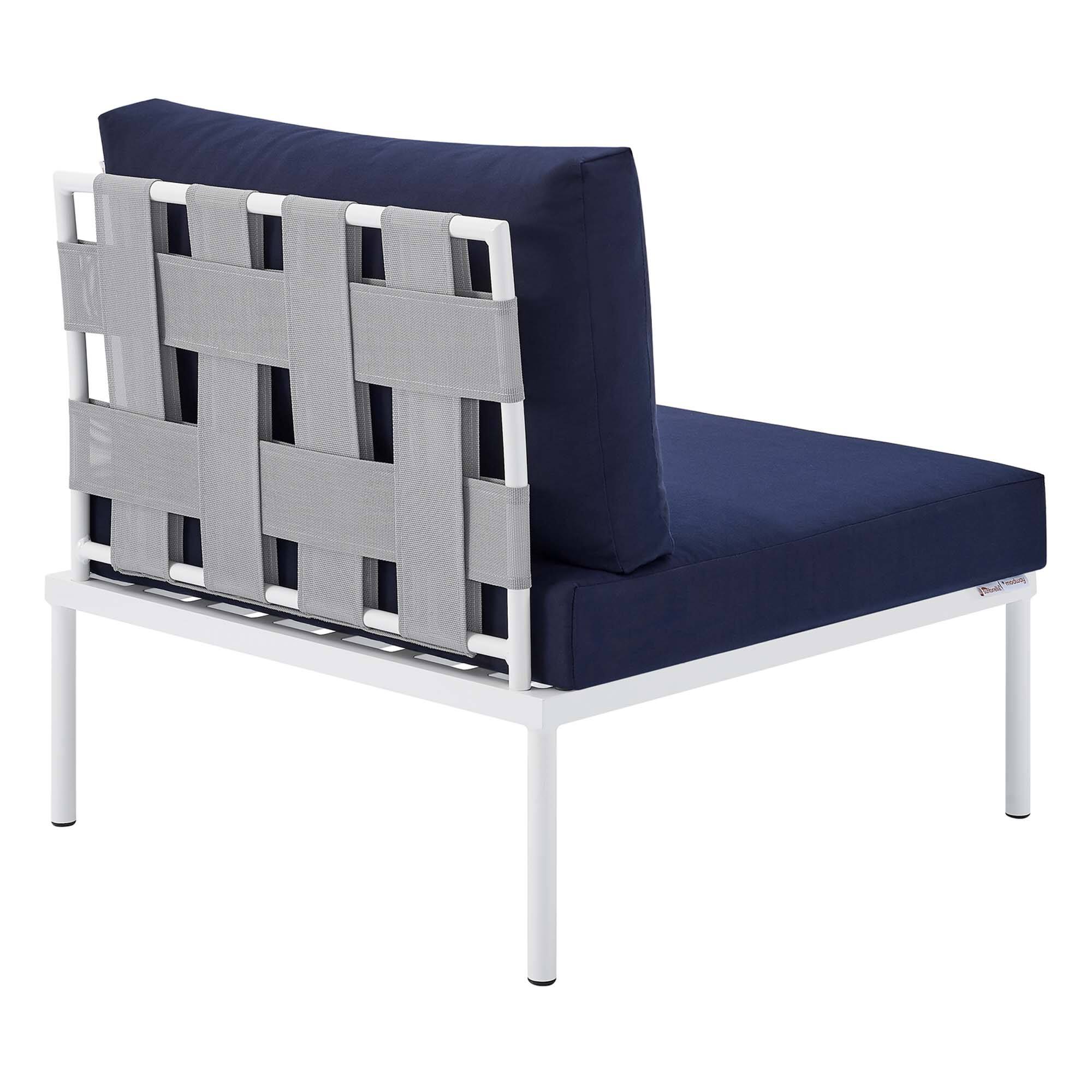 Alt View 2. Modway - Harmony Sunbrella® Outdoor Patio Aluminum Armless Chair by Modway - Gray Navy.