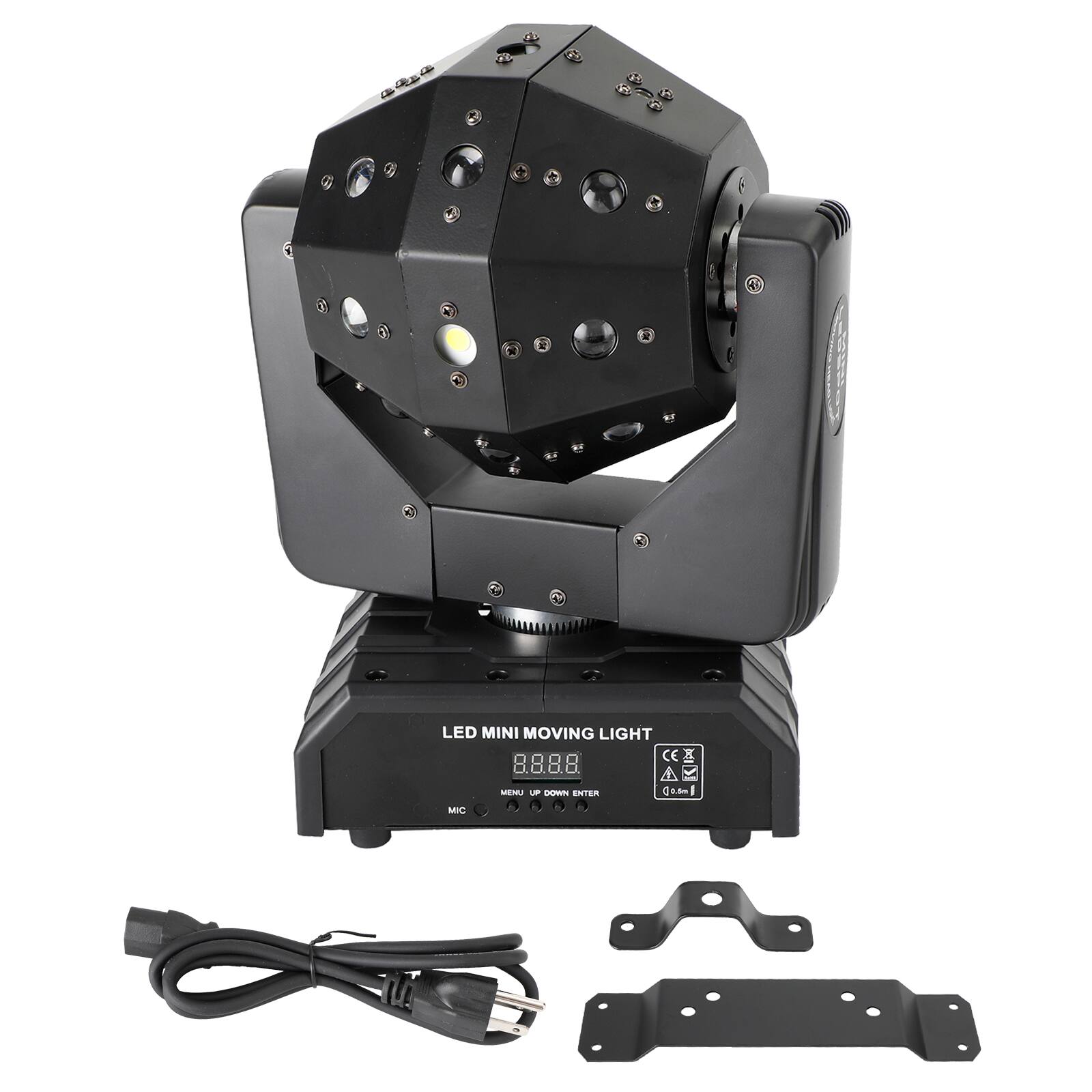 Topteng - 3-in-1 Moving Head Light – RGBW LED, Red/Green Laser, Strobe, 120W, DMX512, Sound Active, Fit for KTV, DJ & Stage Show - Black