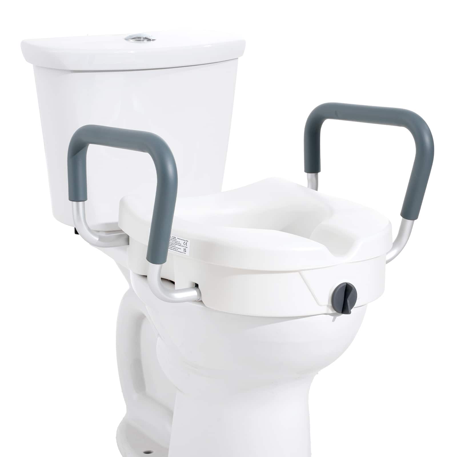 Front. VEVOR - Raised Toilet Seat, 5" Height Raised, 350 lbs Weight Capacity, for Round and Elongated Toilet, Twist Lock Installation - White.