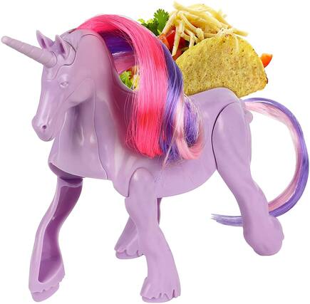 Front. UT Brands - Unicorn Magic Sculpted Taco & Snack Holder - Purple.