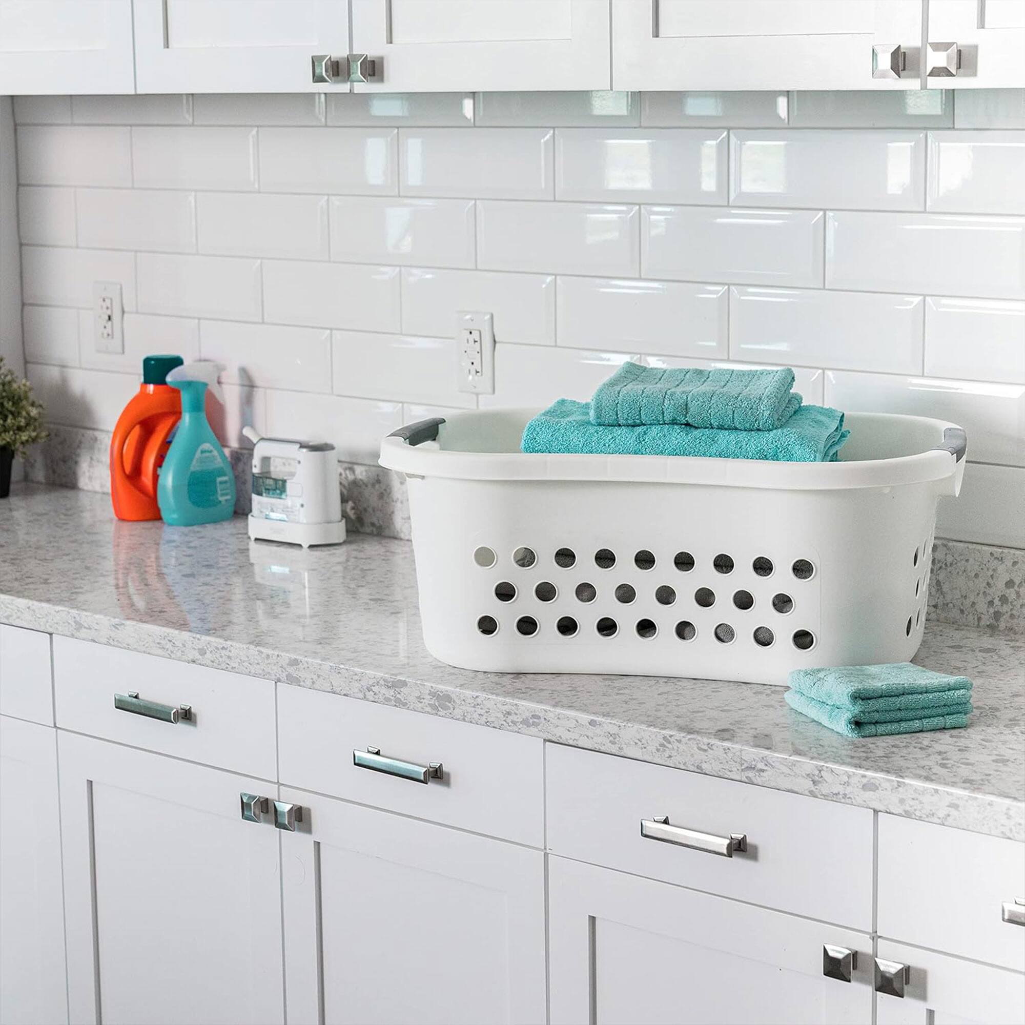 Alt View 8. IRIS USA - IRIS 589132 Comfort Carry White Plastic Lightweight Laundry Basket, Pack of 3 - White.