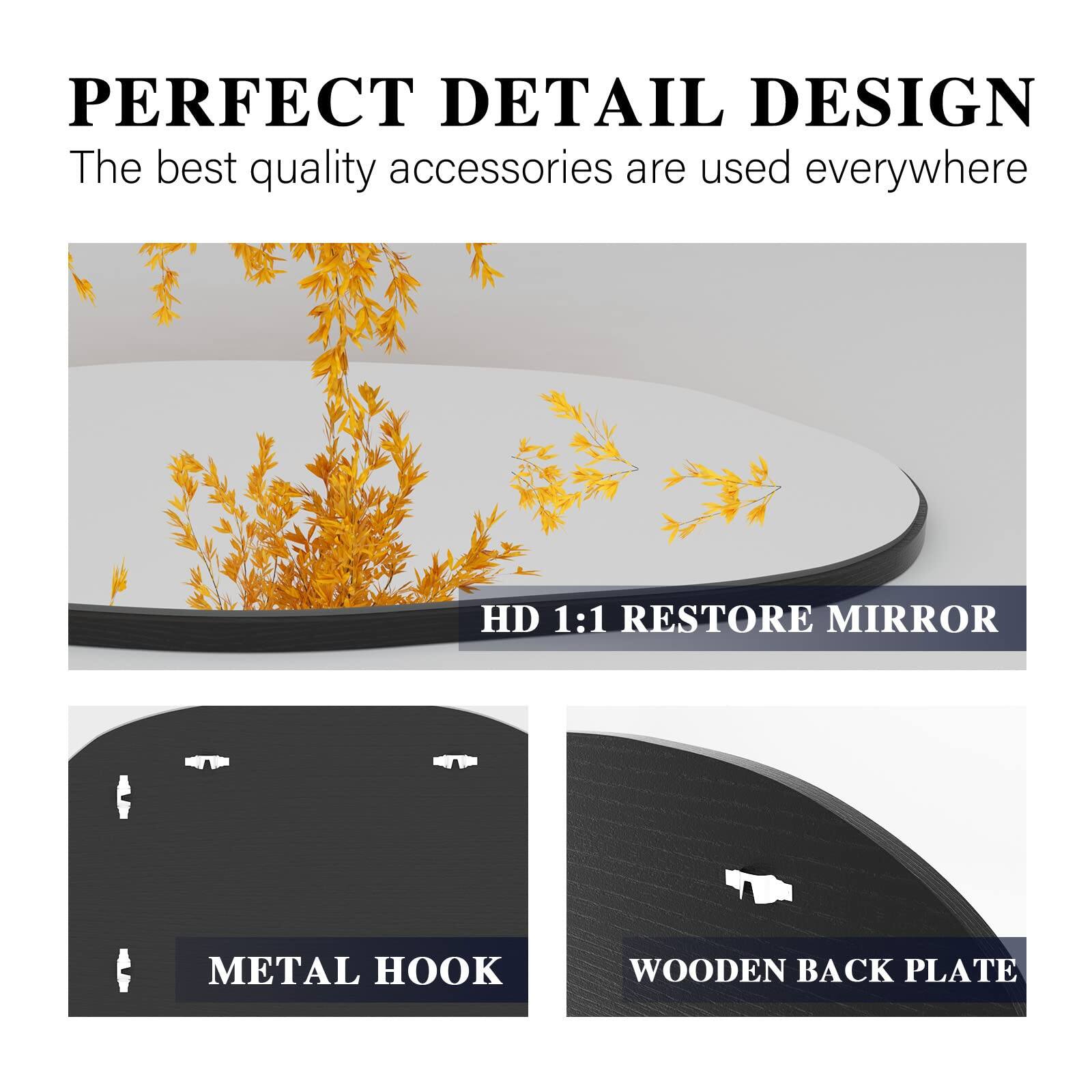 PERFECT DETAIL DESIGN  
The best quality accessories are used everywhere  

HD 1:1 RESTORE MIRROR  

METAL HOOK  

WOODEN BACK PLATE