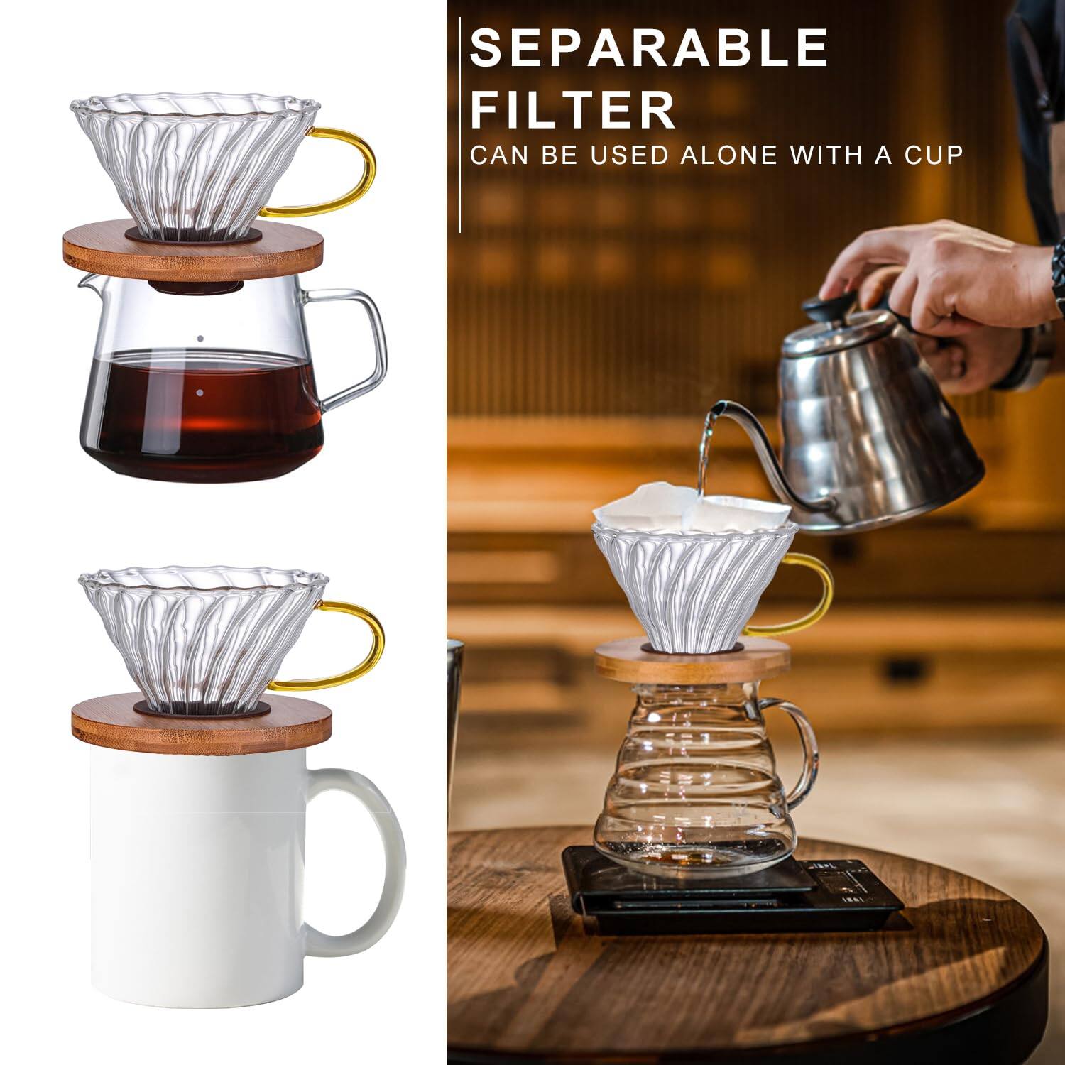 SEPARABLE FILTER  
CAN BE USED ALONE WITH A CUP