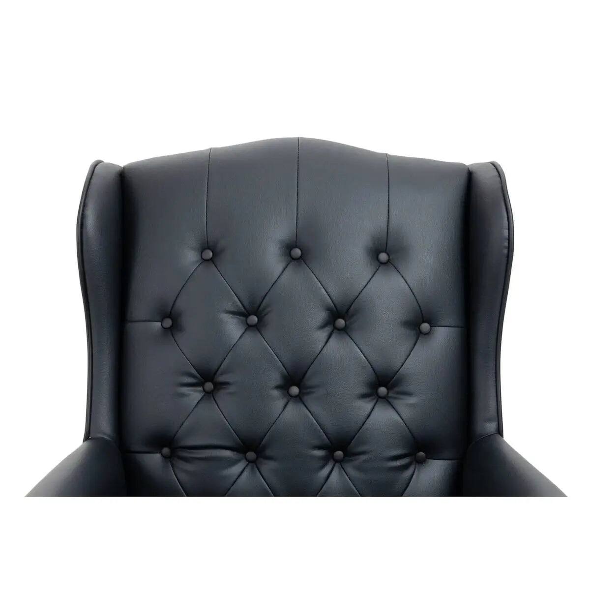 Alt View 8. Platinum-Level - Black PU Leather Executive Chair for Discerning - Black.